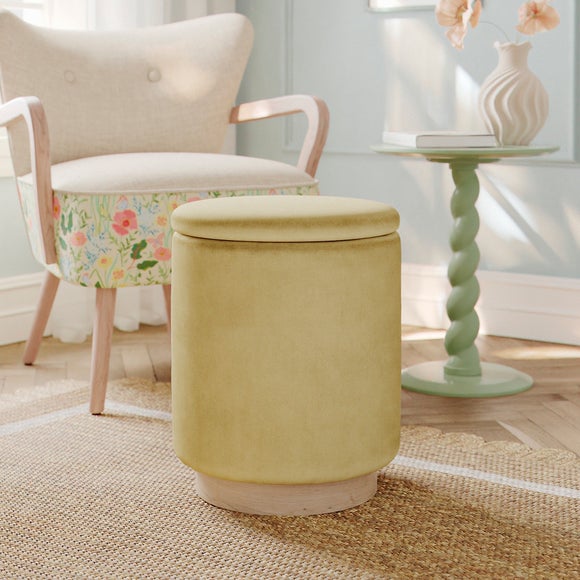 Round Velvet Storage Footstool - image 1