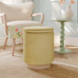 Round Velvet Storage Footstool - thumbnail 1
