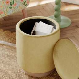 Round Velvet Storage Footstool - thumbnail 3