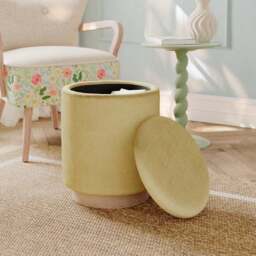 Round Velvet Storage Footstool - thumbnail 2