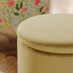 Round Velvet Storage Footstool - thumbnail 4