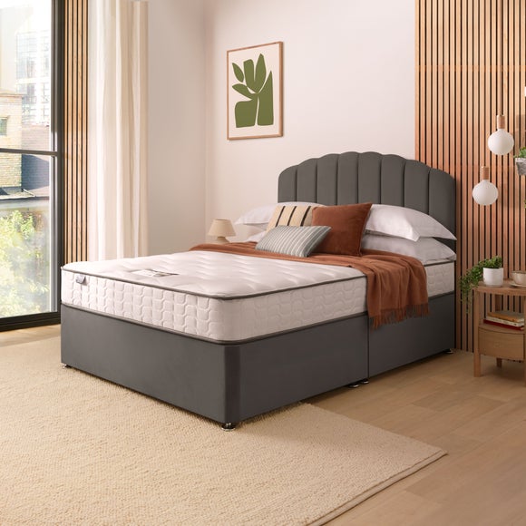 Silentnight Divan Bed With Velvet Merlin Headboard and 800 Pocket Sprung Mattress - image 1