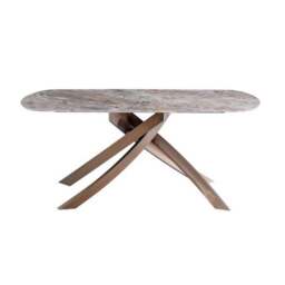 Fendi Rectangular 6 Seater Dining Table, Brown - thumbnail 2