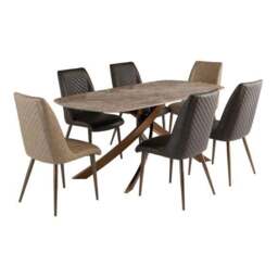 Fendi Rectangular 6 Seater Dining Table, Brown - thumbnail 4