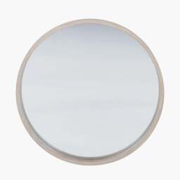 Wood Veneer Slim Frame Round Wall Mirror - thumbnail 2