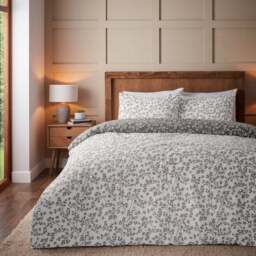 Catherine Lansfield Grace Floral Leaf 100% Brushed Cotton Duvet Cover & Pillowcase Set - thumbnail 3