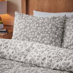 Catherine Lansfield Grace Floral Leaf 100% Brushed Cotton Duvet Cover & Pillowcase Set - thumbnail 2