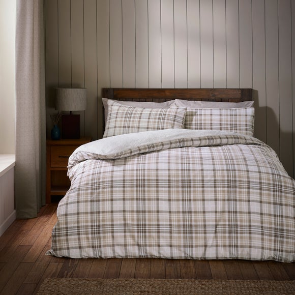Catherine Lansfield Cosy Sherpa Check Polycotton Duvet Cover & Pillowcase Set - image 1