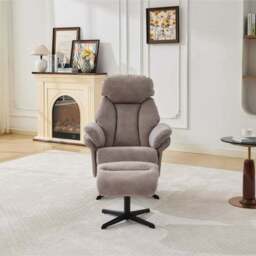 Edinburgh Faux Suede Swivel Chair with Footstool - thumbnail 2