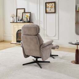 Edinburgh Faux Suede Swivel Chair with Footstool - thumbnail 3