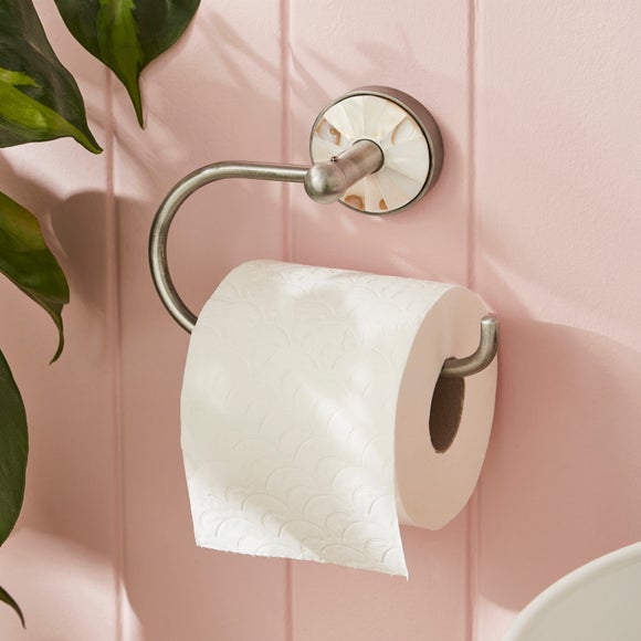Mother of Pearl Brushed Chrome Toilet Roll Holder - image 1