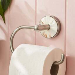 Mother of Pearl Brushed Chrome Toilet Roll Holder - thumbnail 2