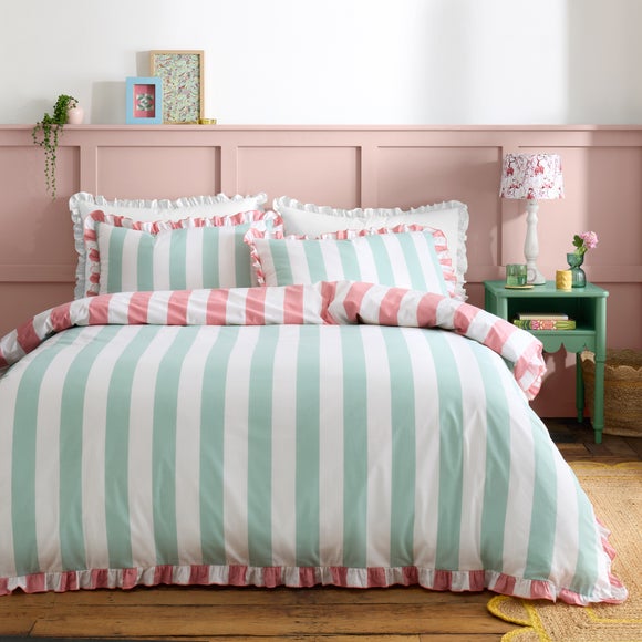 Emmy Frilled Stripe 100% Cotton Duvet Cover and Pillowcase Set - image 1