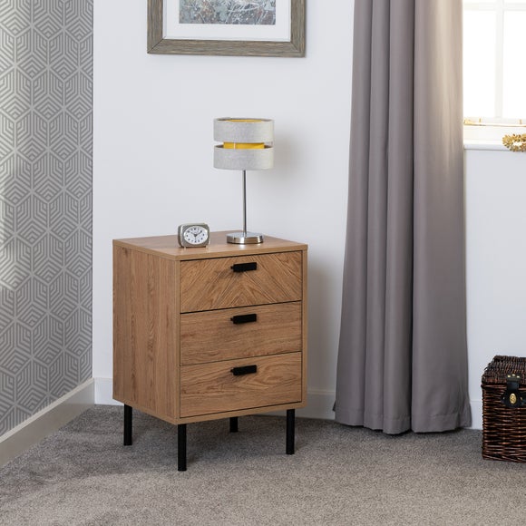 Barker 3 Drawer Bedside Table, Oak Effect - image 1