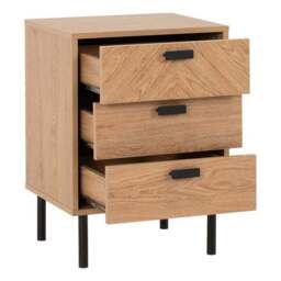 Barker 3 Drawer Bedside Table, Oak Effect - thumbnail 4