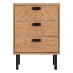 Barker 3 Drawer Bedside Table, Oak Effect - thumbnail 3