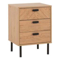 Barker 3 Drawer Bedside Table, Oak Effect - thumbnail 2