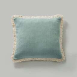 Canvas Fringed Cotton Square Cushion - thumbnail 2