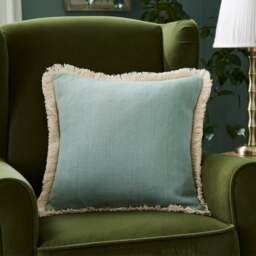 Canvas Fringed Cotton Square Cushion - thumbnail 1