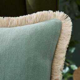 Canvas Fringed Cotton Square Cushion - thumbnail 3