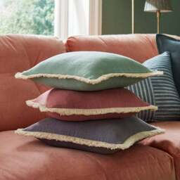 Canvas Fringed Cotton Square Cushion - thumbnail 4
