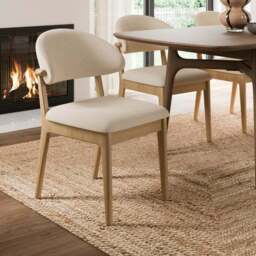 Hugh Modern Stained Dining Chair, Fabric - thumbnail 2