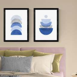 East End Prints Set of 2 Blue Geometric Prints - thumbnail 1