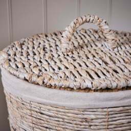 White Wash Wicker Laundry Basket - thumbnail 2