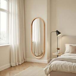 Yearn Solid Oak Oval Full Length Wall Mirror - thumbnail 3
