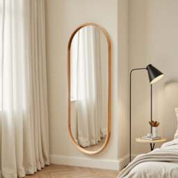 Yearn Solid Oak Oval Full Length Wall Mirror