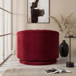 Elena Velvet Scalloped Swivel Chair - thumbnail 2