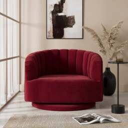 Elena Velvet Scalloped Swivel Chair