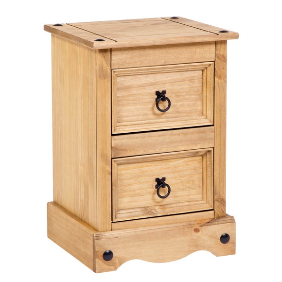 Corona 2 Drawer Bedside Table, Pine