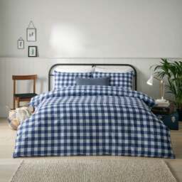 Riviera Hartsford Check 144 Thread Reversible Duvet Cover & Pillowcase Set - thumbnail 1