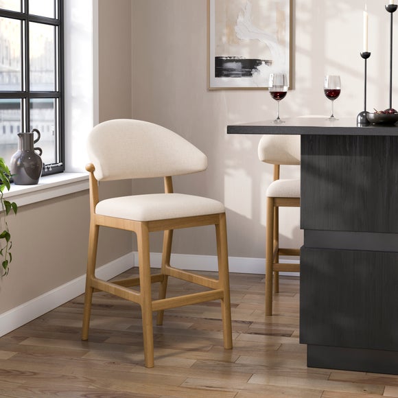 Hugh Modern Stained Counter Height Bar Stool, Fabric - image 1