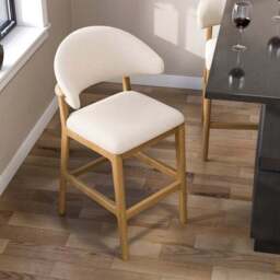 Hugh Modern Stained Counter Height Bar Stool, Fabric - thumbnail 5