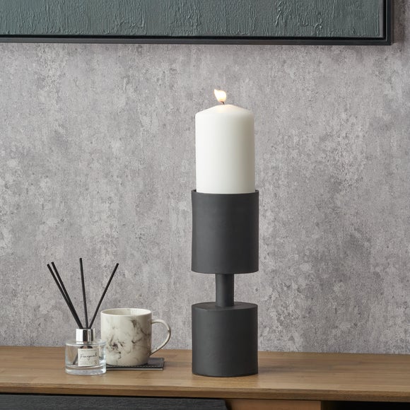 Matt Black Pillar Candle Holder - image 1