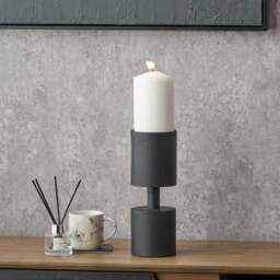 Matt Black Pillar Candle Holder - thumbnail 1