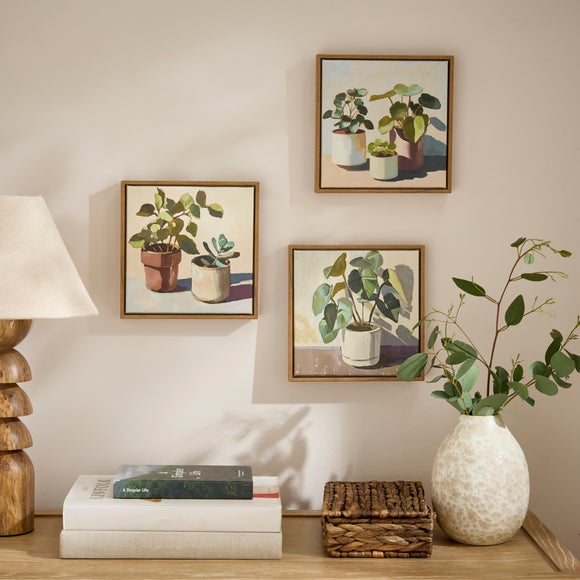 Set Of 3 Abstract Neutral Botanical Framed Canvases - image 1