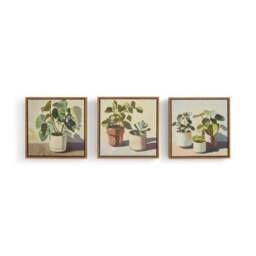 Set Of 3 Abstract Neutral Botanical Framed Canvases - thumbnail 3