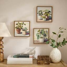 Set Of 3 Abstract Neutral Botanical Framed Canvases - thumbnail 1