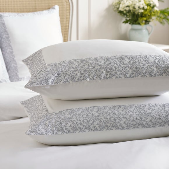 Dorma Elmley Embroidered 100% Cotton Sateen Standard Pillowcase Pair - image 1