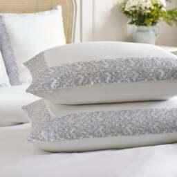Dorma Elmley Embroidered 100% Cotton Sateen Standard Pillowcase Pair - thumbnail 1