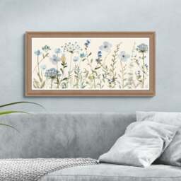 Artko Dusky Blue Blooms Framed Print - thumbnail 1