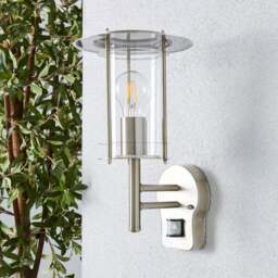 Derek PIR Sensor Glass Steel Outdoor Wall Light - thumbnail 2