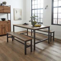 Fulton 6 Seater Rectangular Dining Table with 2 Benches - thumbnail 1