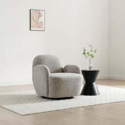 Ila Chunky Chenille Swivel Chair - thumbnail 1