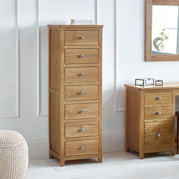 Jenkins 7 Drawer Narrow Chest, Oak - image 1