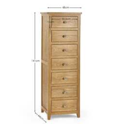 Jenkins 7 Drawer Narrow Chest, Oak - thumbnail 6