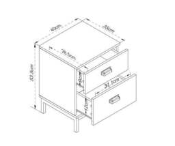 Fulton 2 Drawer Bedside Table - thumbnail 2